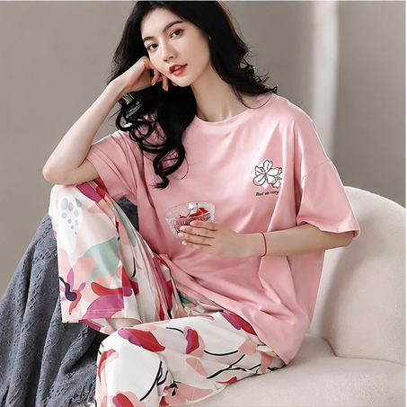Long Leaf Printed Night Suit