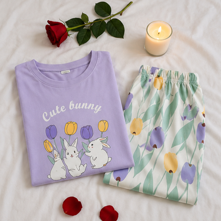 Cute Bunny Printed Night Suit
