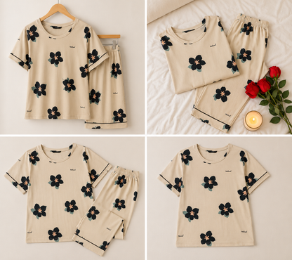 Big Flowers Printed Night Suit