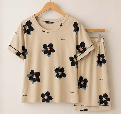 Big Flowers Printed Night Suit