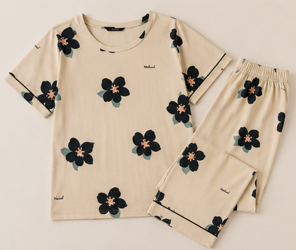 Big Flowers Printed Night Suit
