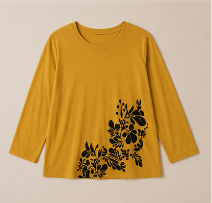Golden Leaves Printed Night Suit