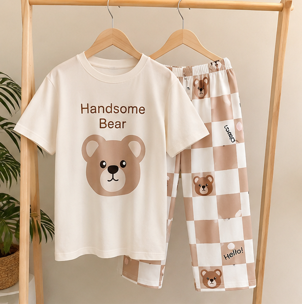 Handsome Bear Printed Pajama Night Suit