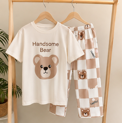 Handsome Bear Printed Pajama Night Suit