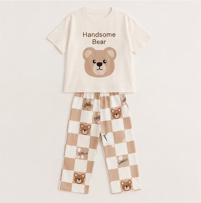 Handsome Bear Printed Pajama Night Suit