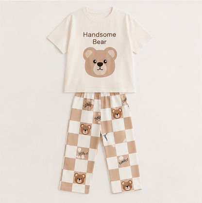 Handsome Bear Printed Pajama Night Suit