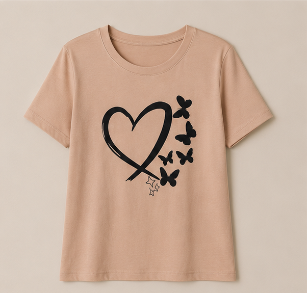 Heart & Butterfly Printed Night Suit