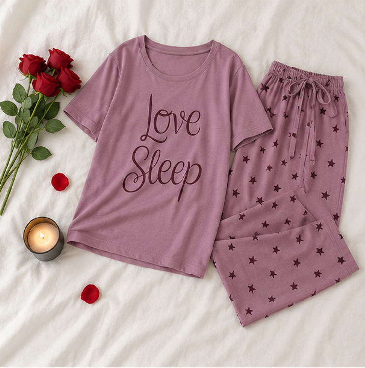 Love Sleep Printed Night Suit