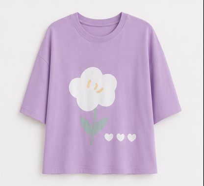 Purple Flower Printed Night Suit