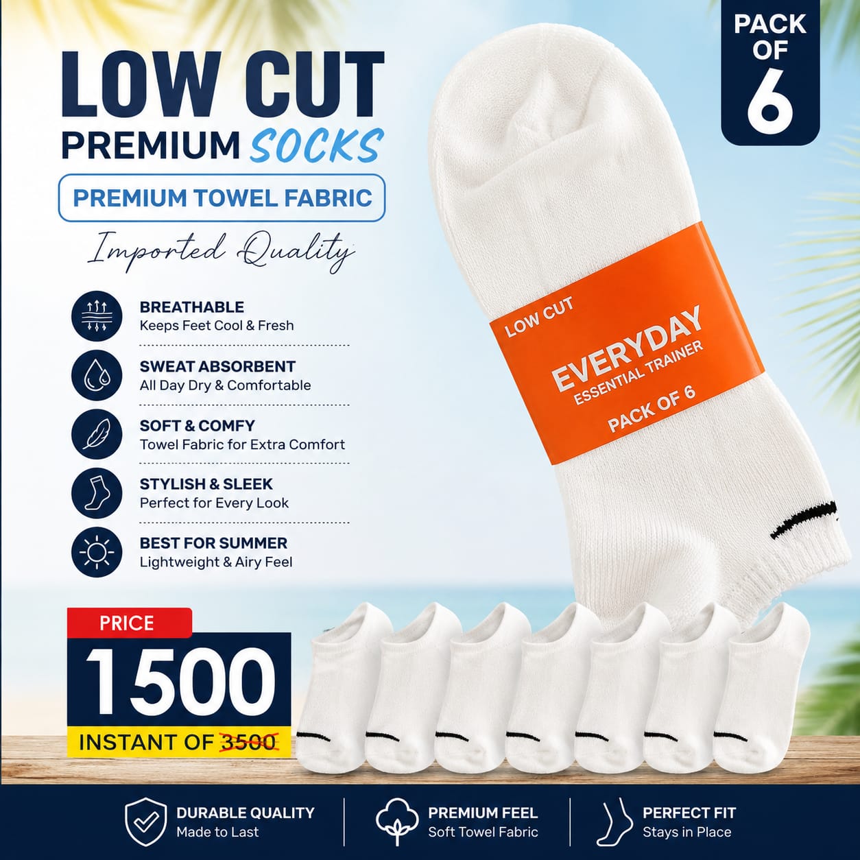 Premium Low Cut Socks – Pack of 6