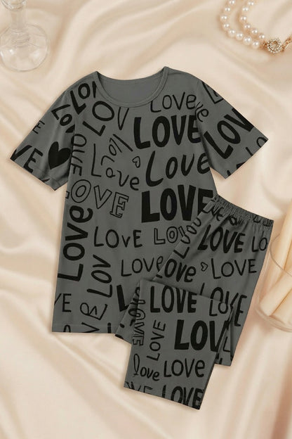 Gray love printed shirt and trouser