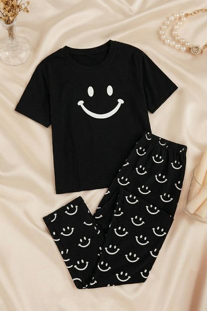 Black Smiley Face Style Night Dress