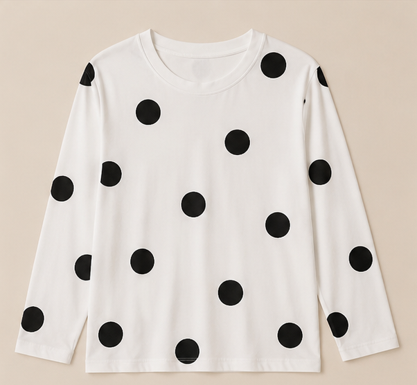 White Black Dotted Printed Night Suit